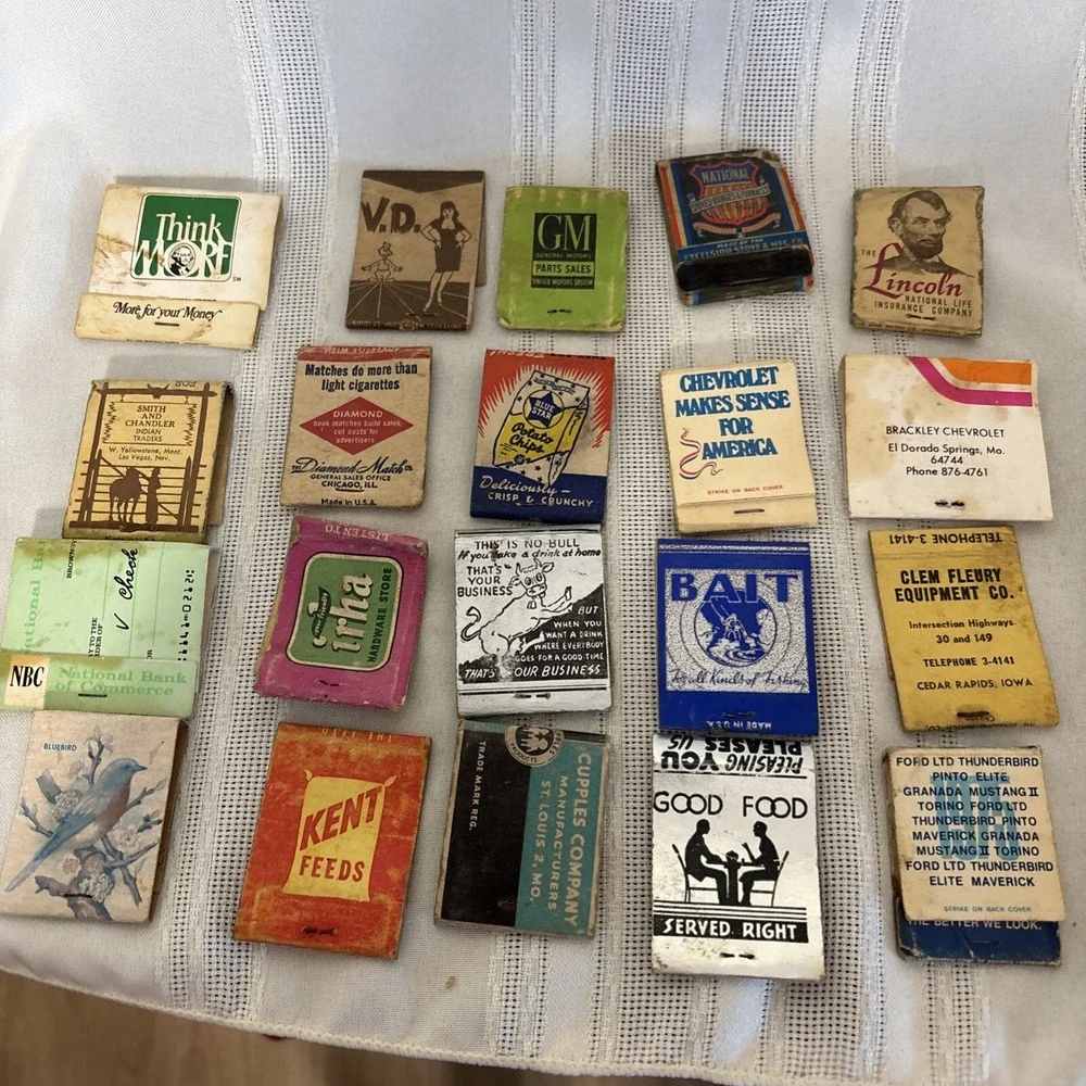 vintage‎ matchbook #34 Blue Star Potato Chips VD Kent Feeds Ford GM